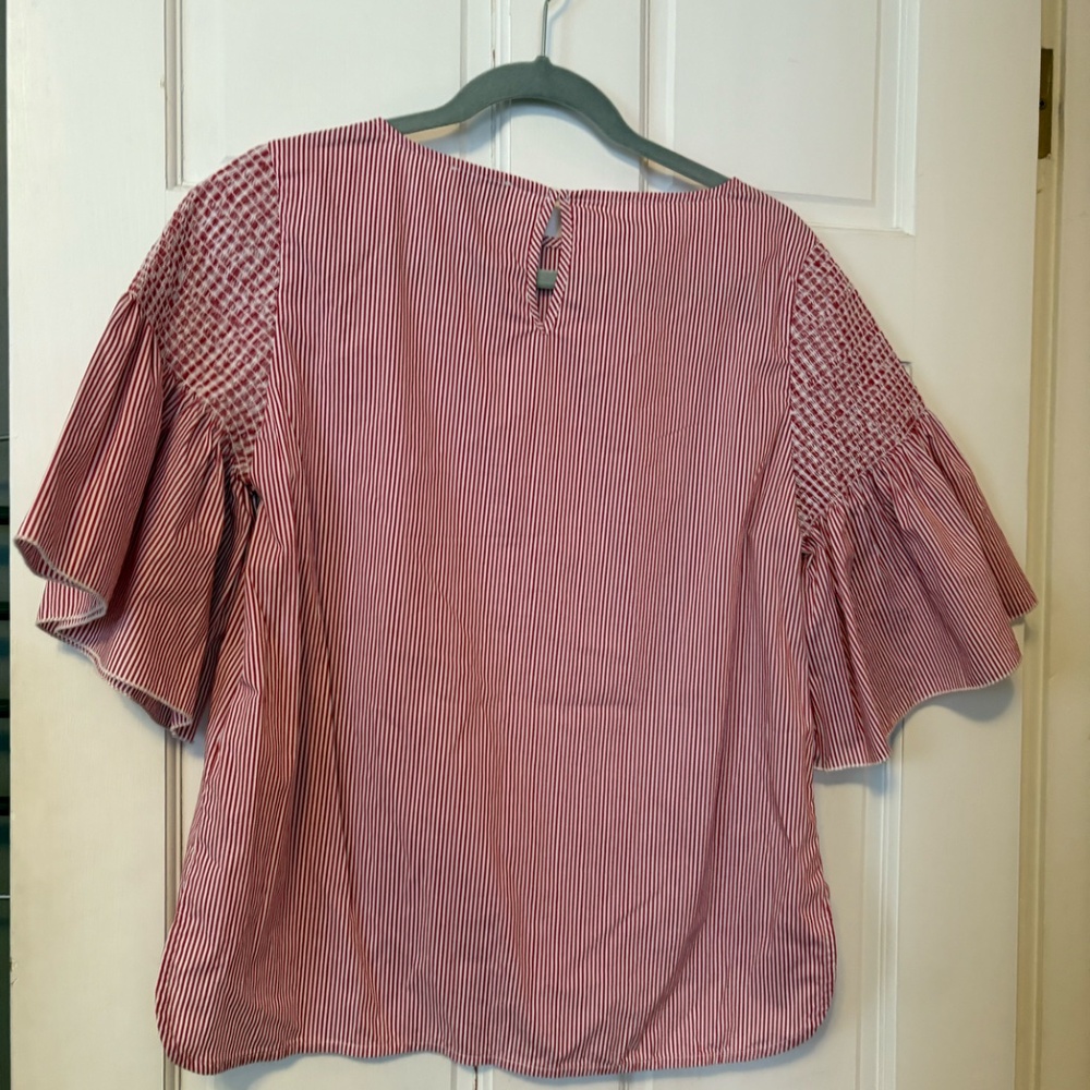 Vineyard Vines Red and White Ruffle Blouse Made in Italy M - Picture 4 of 4